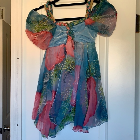 Revolution dancewear lyrical costume light blue/multicolor.  Size MC - Picture 2 of 5